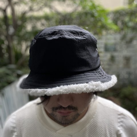 fear&desire "new classic"  WP shrink nylon×boa fleece bucket hat F