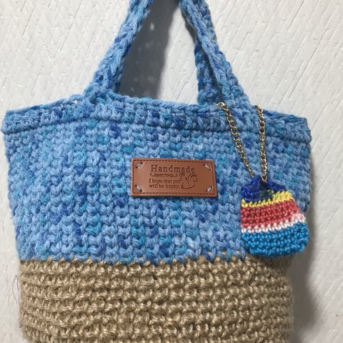 水色マルシェbag  miniチャーム付き