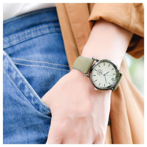 【華奢なデザインが可愛い】　腕時計　メンズ　レディース　シンプル　カーキ　ペアウォッチ　カップル　母の日