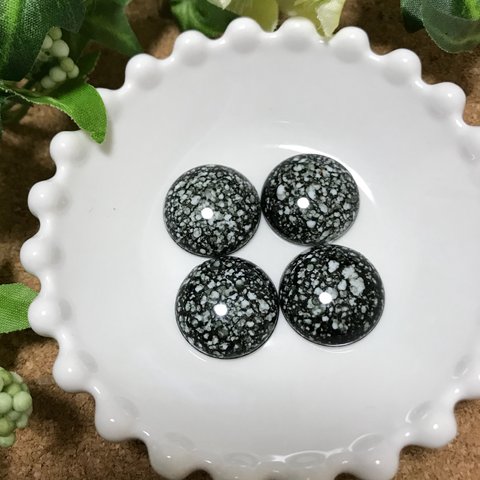 【SALE】ウォータースポット柄アクリルカボション 20mm ダークオリーブ 4個