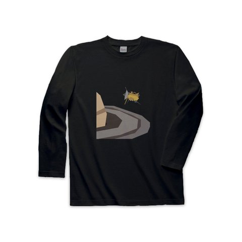 宇宙Tシャツ（長袖）-土星探査機（黒）