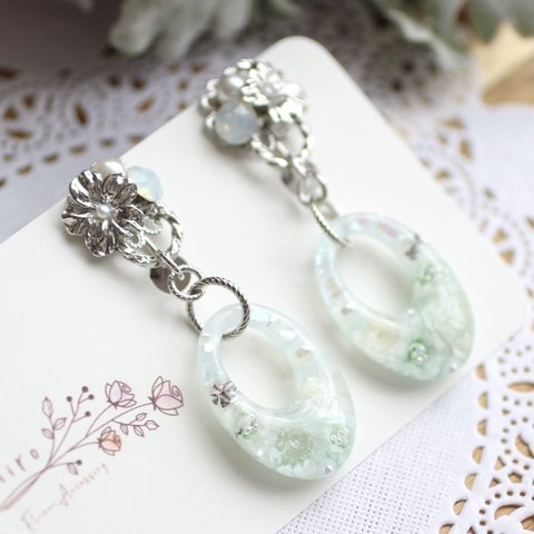 flowerring_earring＊ palegreen_ペールグリーン ＊ aiiro