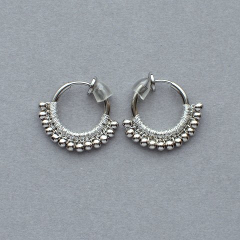 silver  hoop  イヤリング ノンホールピアス 粒々 フープ