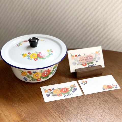 ホーロー花柄メッセージカード   レトロでポップなメッセージカード　“de shanghai”