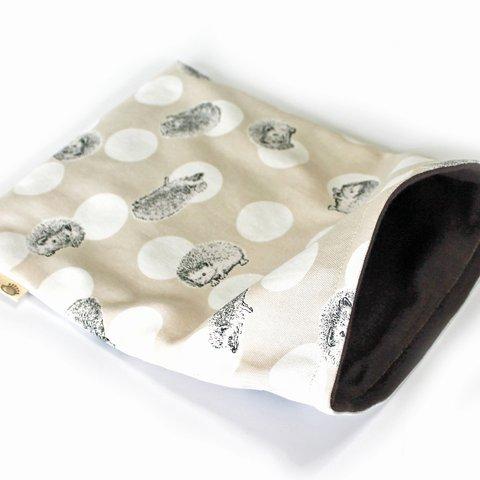 ハリネズミ用寝袋 M（夏用） 綿オックス×スムースニット 水玉とハリネズミ アイボリー / Regular Snuggle Sack for Hedgehog for Summer