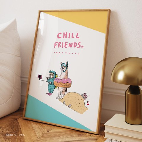 「CHILL FRIENDS_海ネコたち」A3ポスター
