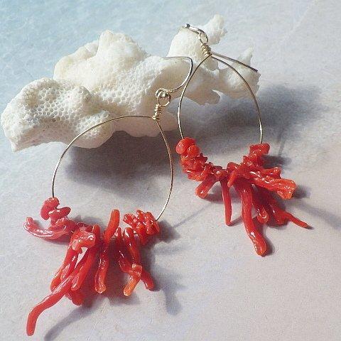 *14kgf* Red Coral 天然赤珊瑚のピアス