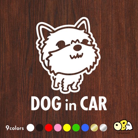 DOG IN CAR/ヨークシャーテリア カッティングステッカー KIDS IN CAR・BABY IN CAR・SAFETY DRIVE