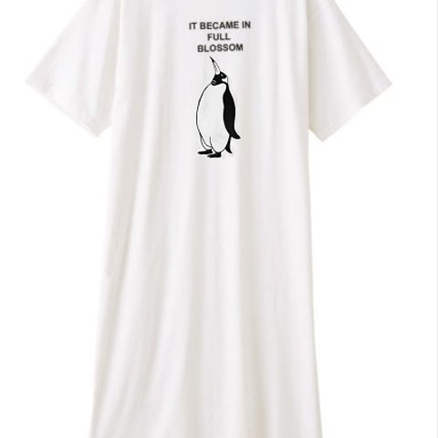 ペンギン レディース半袖プリントTシャツワンピース