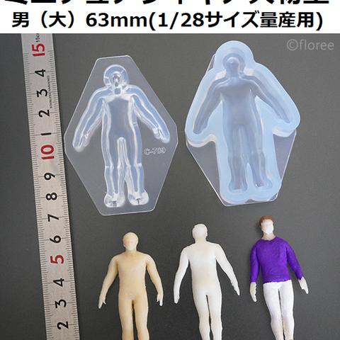 ミニチュアフィギア人物型　男（大）63mm(1/28サイズ量産用)