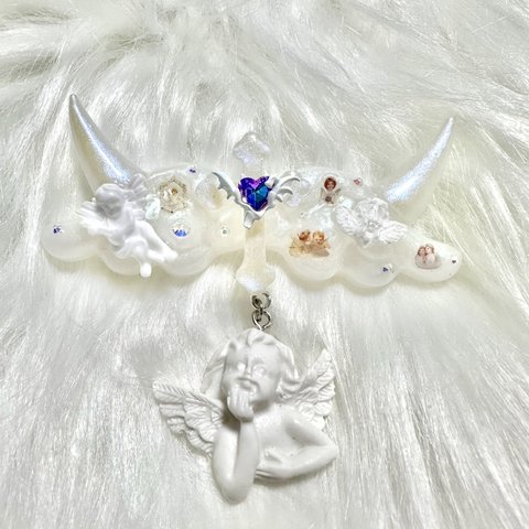 【1点物】ʚふわわデビルシリーズɞ ハンドメイド ハンドメイドアクセサリー ヘアピン バレッタ ヘアゴム ゆめかわいい 病みかわいい 天使界隈 韓国系 個性派 原宿系 ロリィタ 量産 地雷系 羽 ツノ