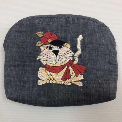 ロラライハリス  刺繍ポーチCAT