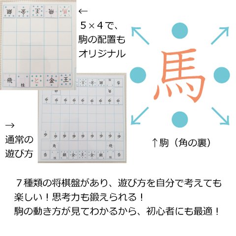 将棋盤が７種類！動き方が見える！遊び方を考える！　クリエイティブ将棋　子供から大人まで楽しめます！