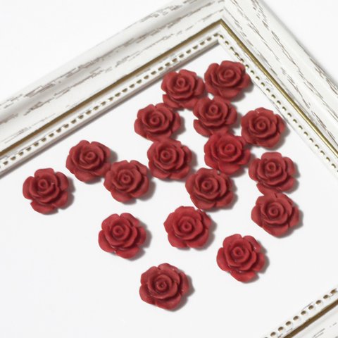 13㎜マット薔薇カボション　赤10個（62）