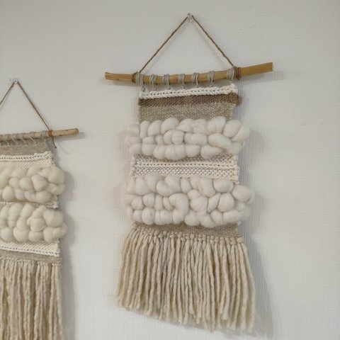 hand weaving tapestry ◎　アルパカトップウールとマクラメのウィービングタペストリー