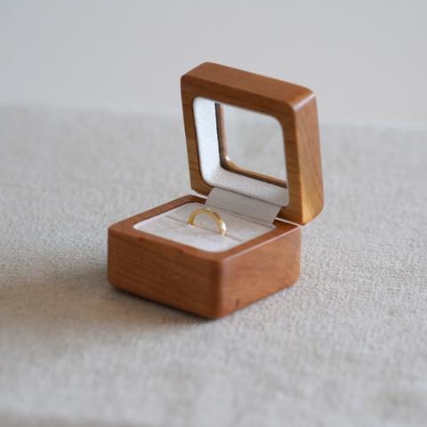 木製 リングケース 指輪ケース 1個用 指輪ケース 窓 ガラス付き