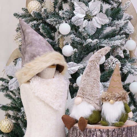 クリスマストムテの冬支度*↟⍋*↟⁡⁡とんがり帽子＋付けヒゲセット /クリスマス ベビー キッズ サンタ プレゼント ツリー