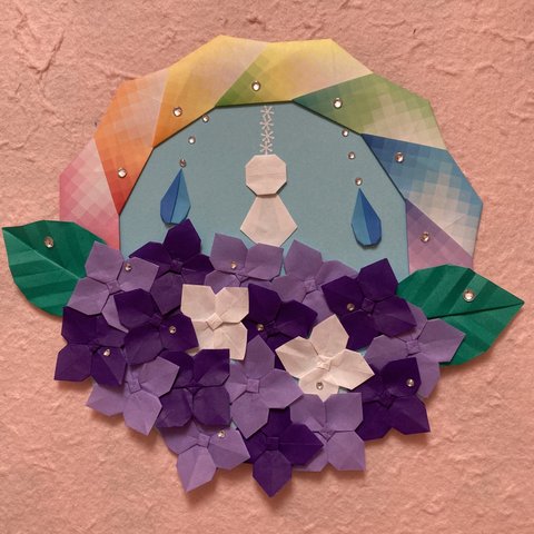 折り紙リース雨上がりの紫陽花＊バイオレット