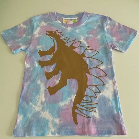受注制作kidsTシャツ「 ステゴサウルス　むら染」120cm~140対応