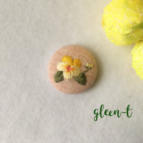 パンジー🌸ミニ刺繍ブローチ(ヘアゴム可) 