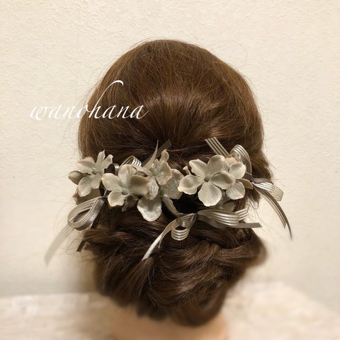   小花ヘアピンセット  ソフトブラウン