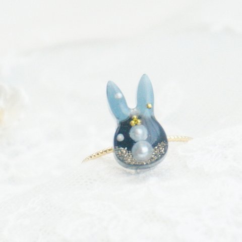 【再販】miniうさぎリング💍雪だるまネイビー⛄️