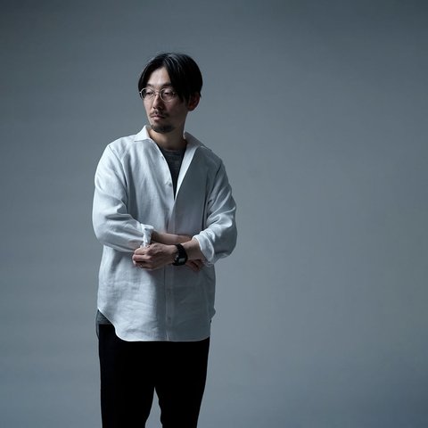 【LLサイズ】【プレミアム】Linen Shirt ドレスシャツ 高密度 ツイル / ホワイト t035i-wht3-ll