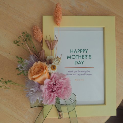 【Mother's day gift】flower photo frame / 母の日　プリザーブドフラワー、ドライフラワー　フレーム、写真立て、カーネーション、母の日ブーケ、カラフルブーケ