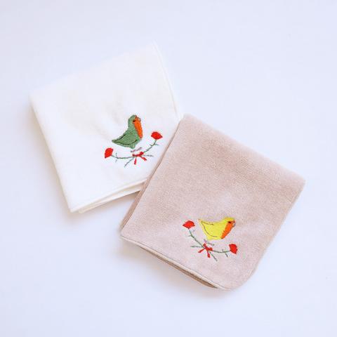 刺繍ミニタオル（コザクラインコ / カーネーション）