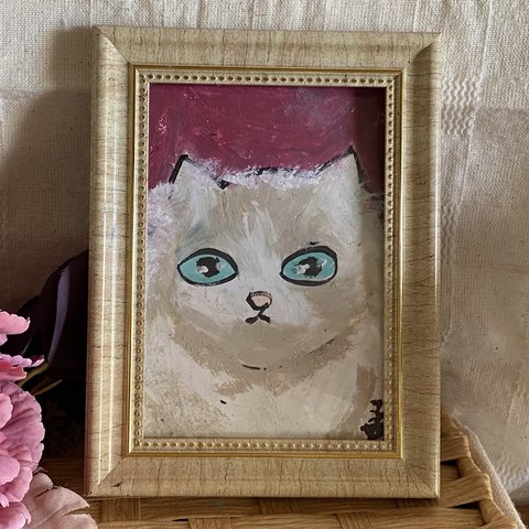 絵画。原画手描【かわいい猫ですね】03