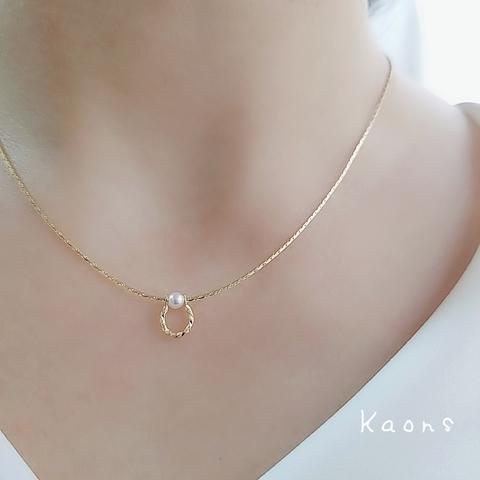 18kgp ホースシュー ネックレス　スワロフスキーパールネックレス　華奢　オフィス　可愛い　シンプルネックレス