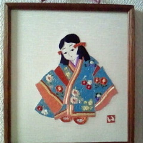 日本刺繍色紙　女の子