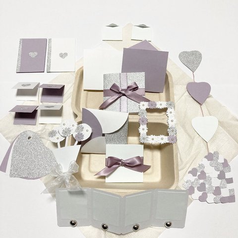 ✳︎くすみカラー✳︎紫×白×シルバー✳︎ 仕掛け　18パーツセット