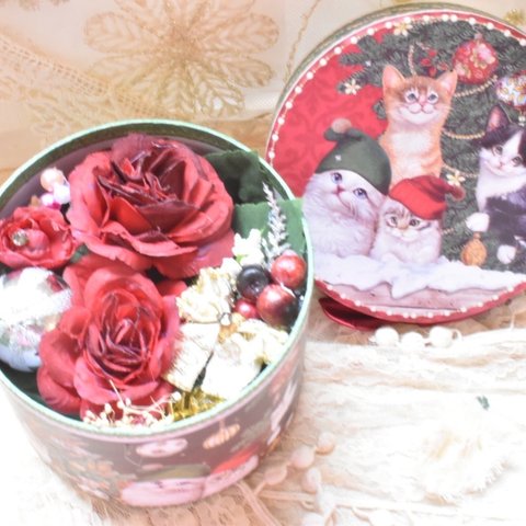 猫のクリスマス　Flower Box 愛あふれる
