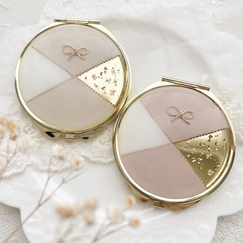 【12/17限定】select 2color *:.。小花とりぼん compact mirror