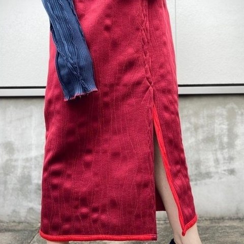 Reversible Bonding Stitch Skirt  RED  [ 一点物 ]