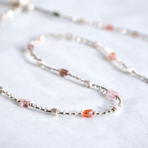 -Multi_color spinel- braid necklace