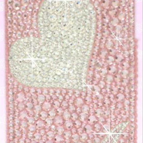 デコ スマホケース  ホワイトハート・ピンク イニシャル iphone 6 Plus 5s 5c 4s