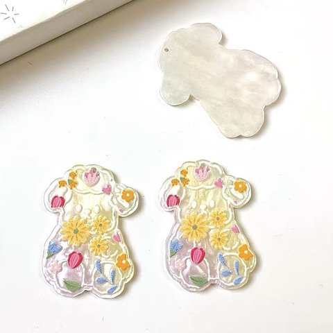  「#7241」アクリル ひつじ どうぶつ プレート チャーム ✴︎4個セット