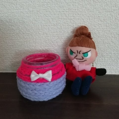 ◇リメイク瓶　藤色とピンク