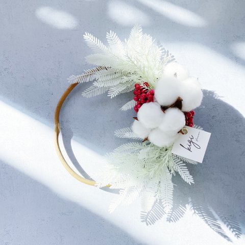 【cotton berry clear wreath】コットン ベリー クリア リース 2022 クリスマス