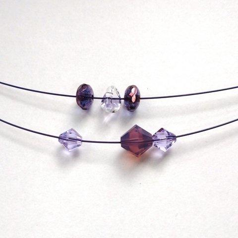 紫の二連ワイヤーネックレス