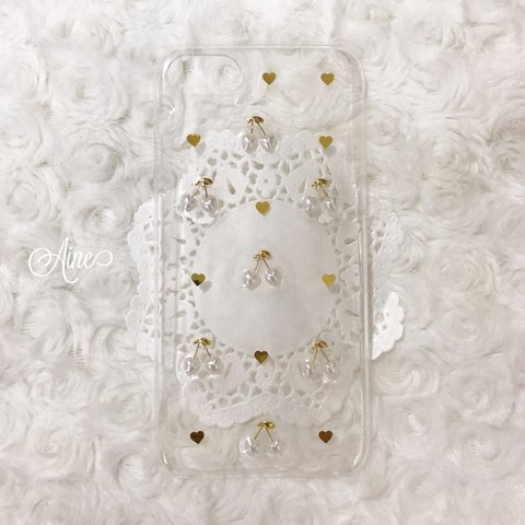 cherry bonbon♡iPhone case pearl