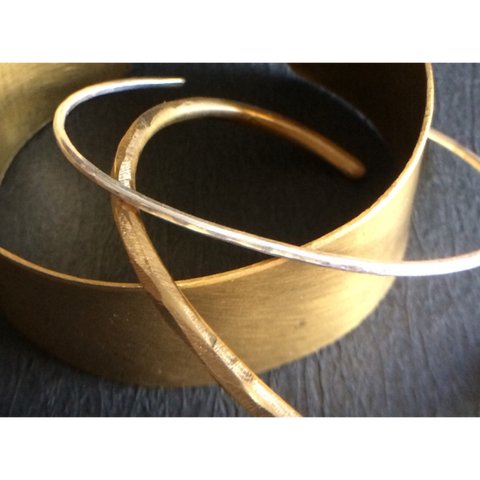 hammer finish bracelet brass & silver (size S )