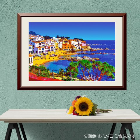 【アートポスター】スペイン カレーリャ・デ・パラフリュージェルの海岸（作品No.224）