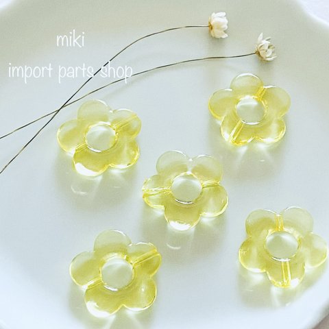 【8pcs】フラワー　花　レモン　フープ　アクリル　パーツ