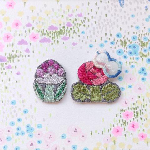 選べる✿刺繍のお花アクセサリー　Eセット