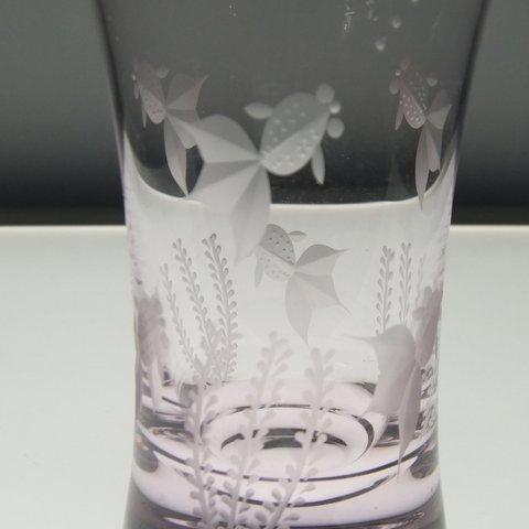   送料無料　送料無料　記念品　結婚祝　江戸切子の店    可愛いピンク 金魚グラス            