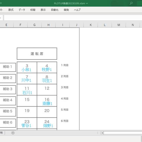 配置図 プロット 表示 ソフトウェア ( Excel VBA & PHP)