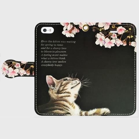 「春・桜・猫」 手帳型スマホケース iPhone14/14Pro/14ProMax/14Plus